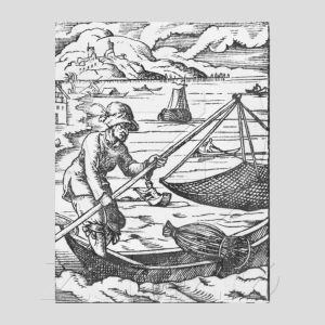 16th c fisherman with dip net